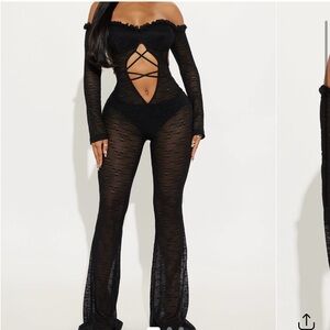 Fashion Nova Black Lace Jumpsuit
